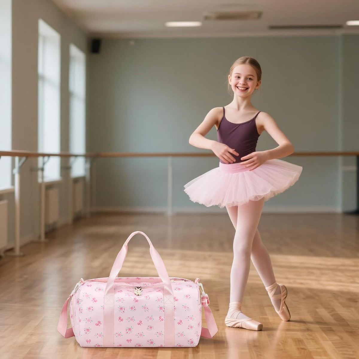 Dance Bag, Gym Bag for Girls, Kids Duffle Bag with Shoe & Wet Compartments