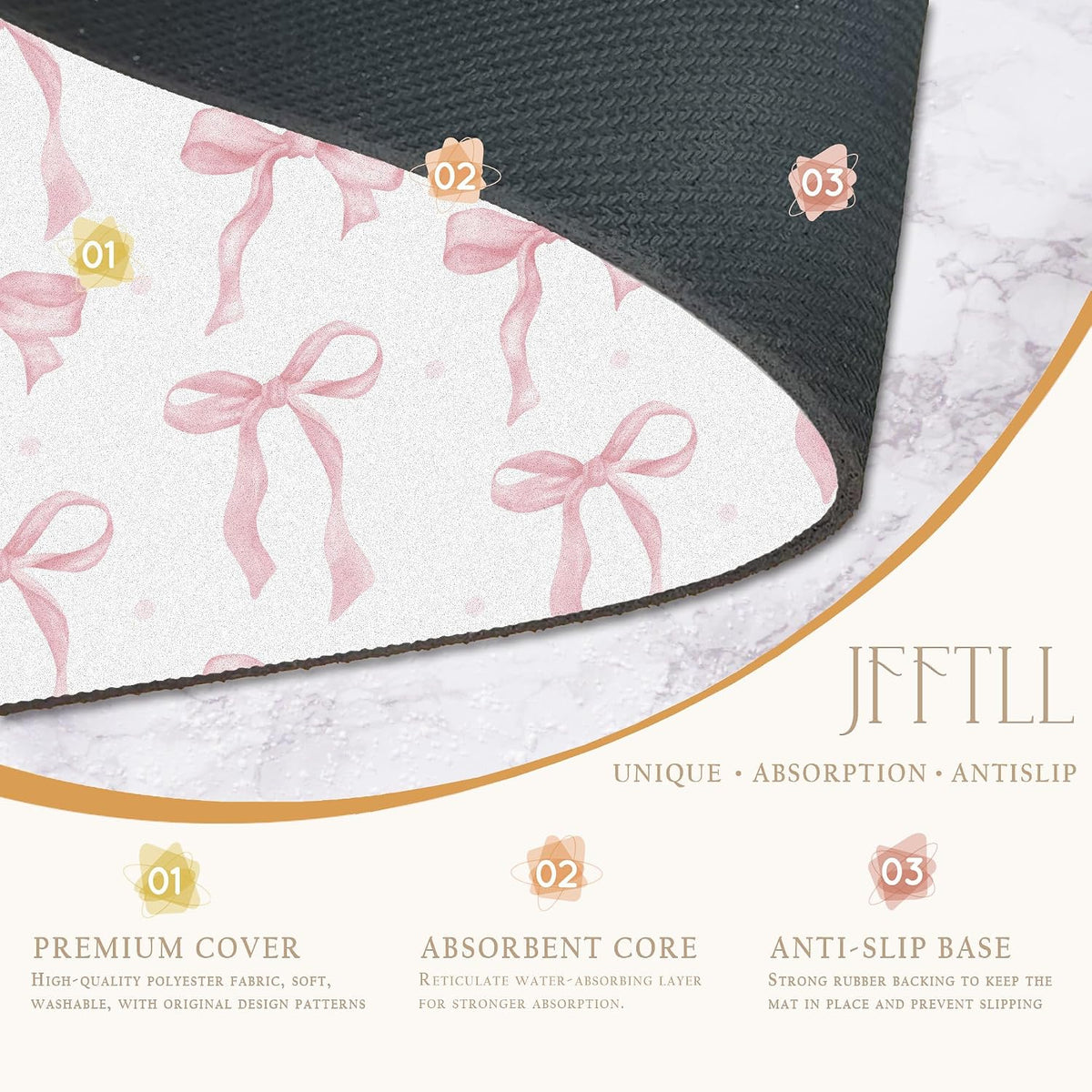 Coquette Pink Bow Dish Drying Mat, Aesthetic Preppy Ribbon Bow Absorbent Dish Drainer Reusable Washable Drying Mat Pad for Kitchen Counter, Pink Kitchen Decor, 12×15 Inch