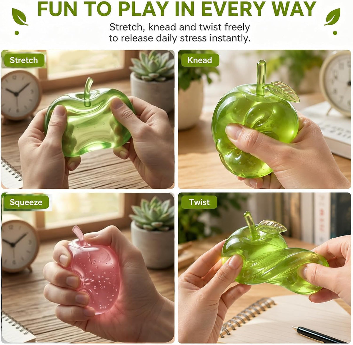 2Pcs Apple Squishy Toy Sensory Stress Relief Slow Rising Squeeze for Adults