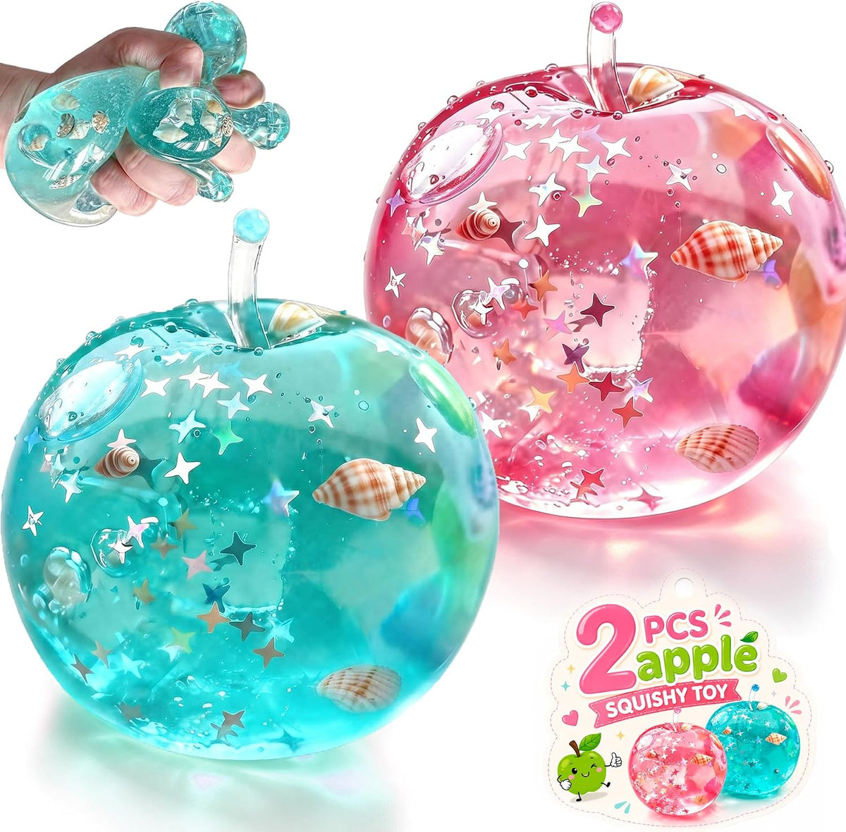 2Pcs Apple Squishy Toy Sensory Stress Relief Slow Rising Squeeze for Adults