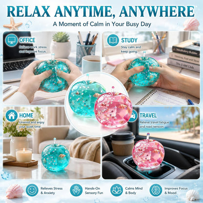 2Pcs Apple Squishy Toy Sensory Stress Relief Slow Rising Squeeze for Adults