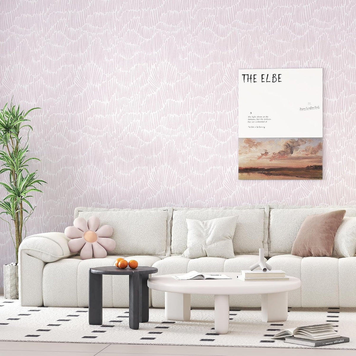 Pink Contact Paper Striped Peel and Stick Wallpaper Boho 17.3"×78.8"
