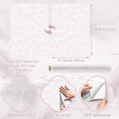 Pink Contact Paper Striped Peel and Stick Wallpaper Boho 17.3"×78.8"