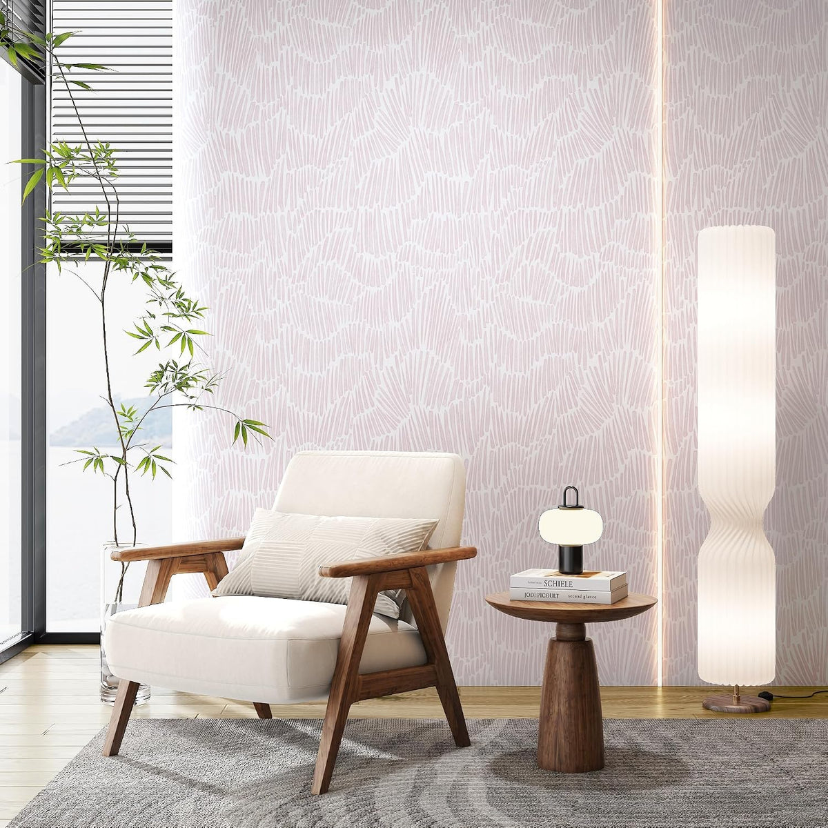 Pink Contact Paper Striped Peel and Stick Wallpaper Boho 17.3"×78.8"