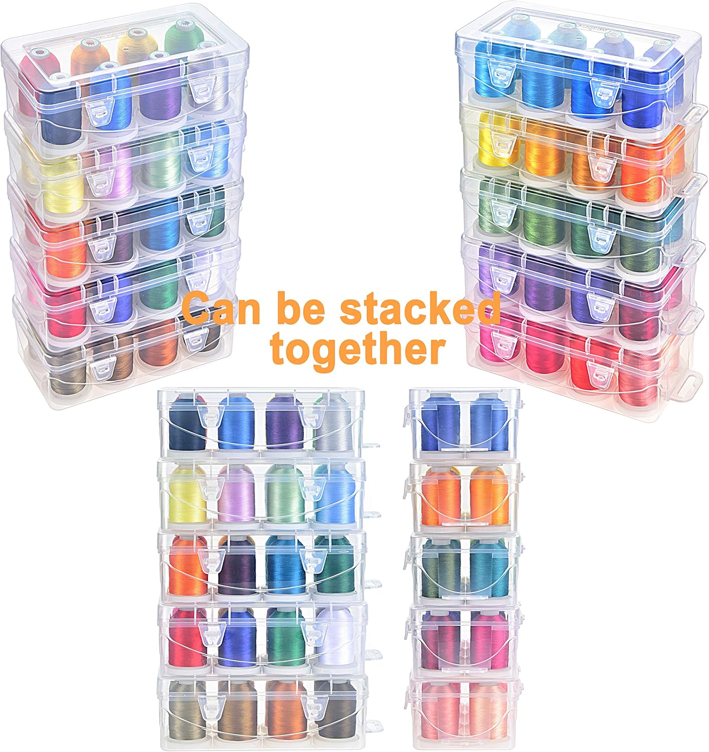 20 Options - 8 Snap Spools of 1000m Each Polyester Embroidery Machine Thread with Clear Plastic Storage Box for Embroidery & Quilting - Pink/Rose/Flesh