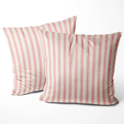 Classic Ticking Stripe Pink and White Pillow Covers Square Home Decorative Pillowcase 22 x 22 Inch Throw Pillow Cases Double Sides Pattern