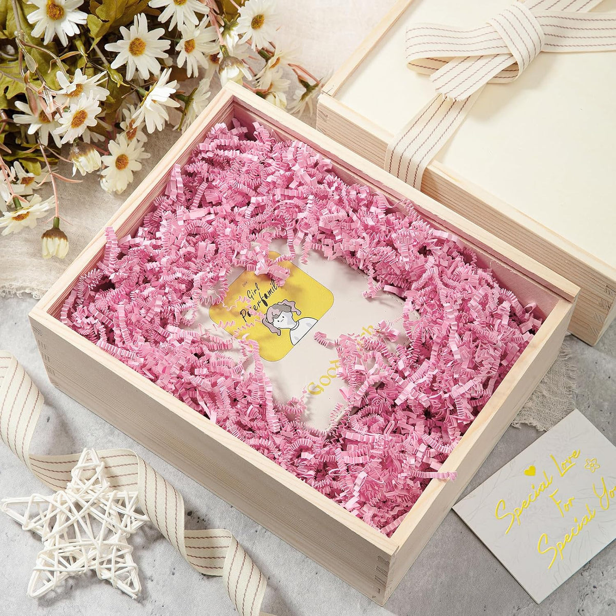1 LB Crinkle Paper Filler Light Pink Shredded Paper for Gift Box