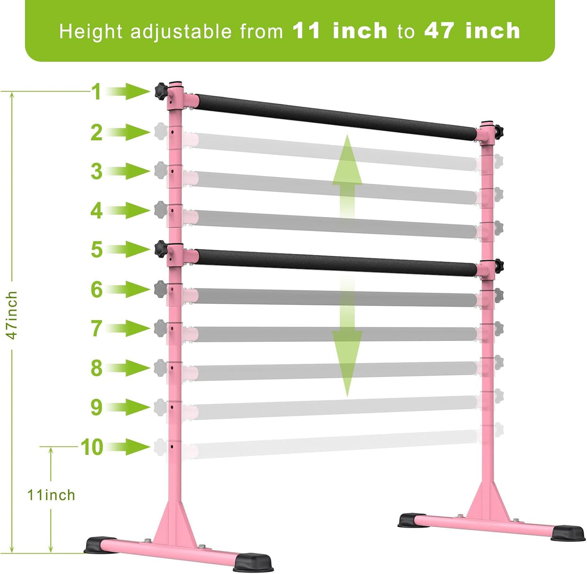 Freestanding Ballet Bar, Height Adjustable Ballet Bar, Heavy Duty Dance Bar, with Non-Slip Rubber Pads, Enhanced Stability, Dance/Yoga/Fitness Stretching Bar, Ideal for Kids and Adults