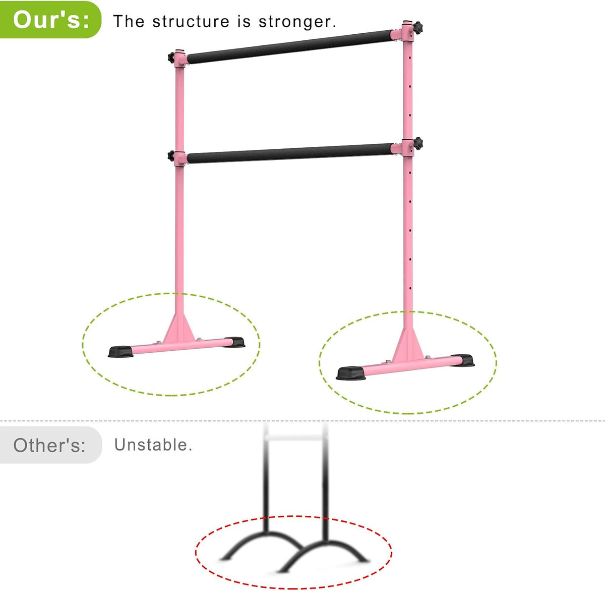 Freestanding Ballet Bar, Height Adjustable Ballet Bar, Heavy Duty Dance Bar, with Non-Slip Rubber Pads, Enhanced Stability, Dance/Yoga/Fitness Stretching Bar, Ideal for Kids and Adults