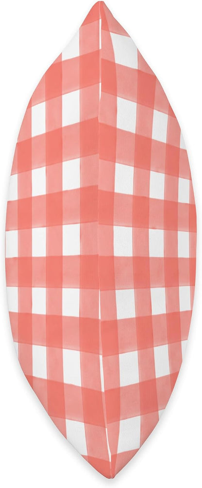 Peach Red Gingham Check Throw Pillow
