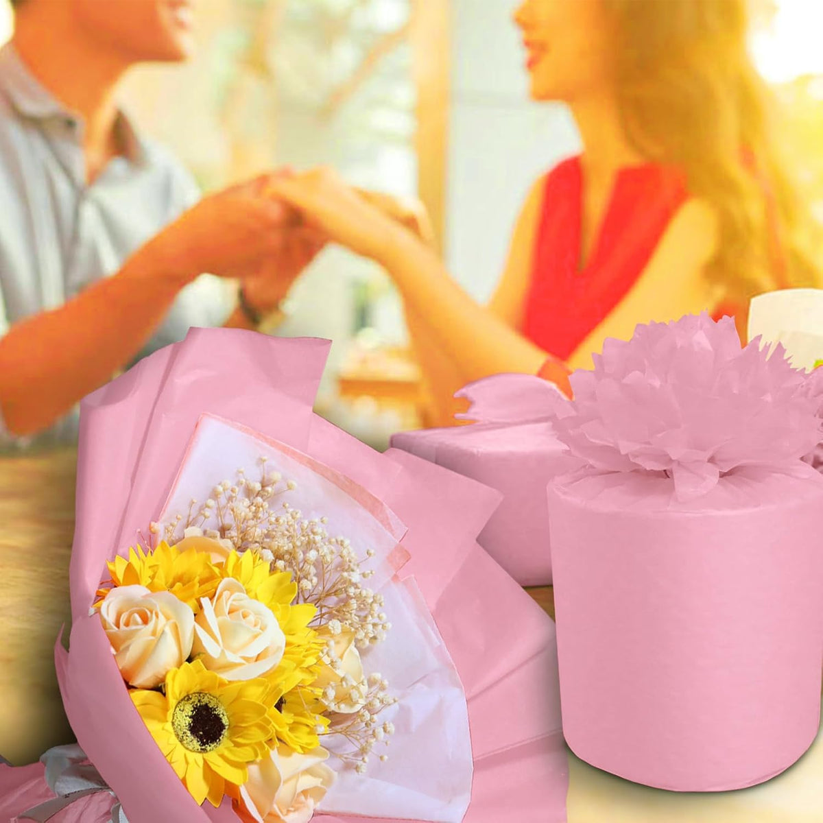 100 Sheets Pink Tissue Paper 20x14 Inches