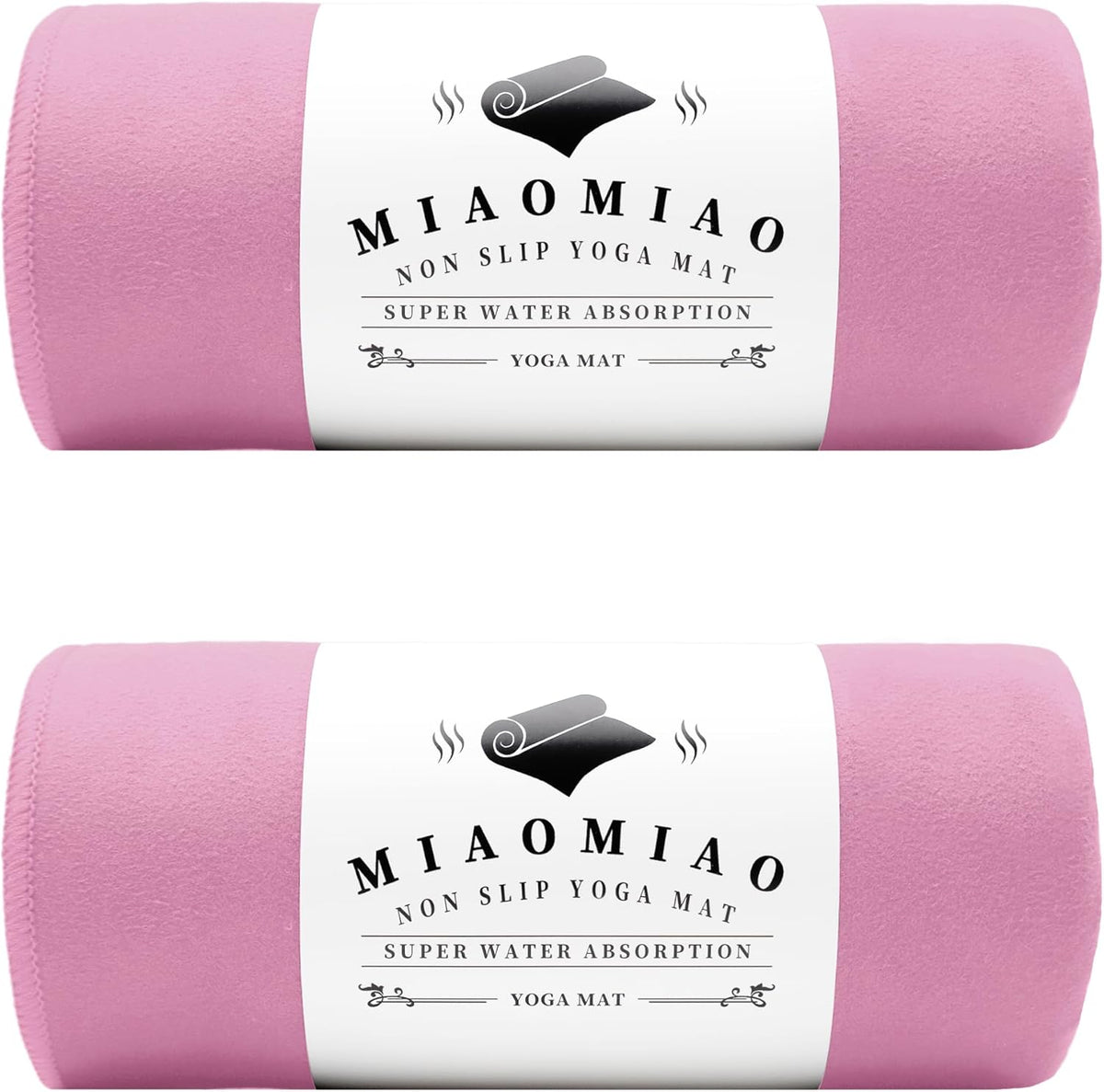 2 Pack Non-Slip Hot Yoga Towel Set,Super Absorbent Microfiber in, 24.5" x 72" - Anti-Slip, Injury Free Design for Pilates, Yoga Mats, Exercise, and Fitness Gear Light Pink