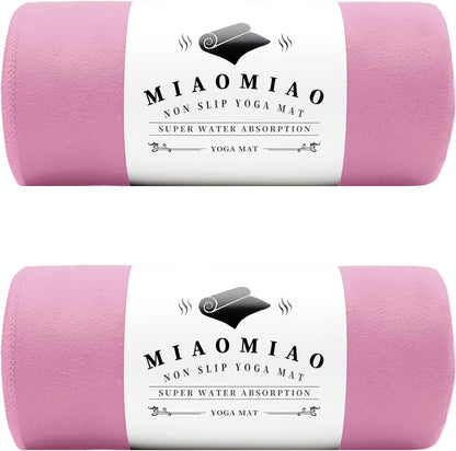 2 Pack Non-Slip Hot Yoga Towel Set,Super Absorbent Microfiber in, 24.5" x 72" - Anti-Slip, Injury Free Design for Pilates, Yoga Mats, Exercise, and Fitness Gear Light Pink