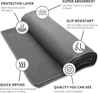 2 Pack Non-Slip Hot Yoga Towel Set,Super Absorbent Microfiber in, 24.5" x 72" - Anti-Slip, Injury Free Design for Pilates, Yoga Mats, Exercise, and Fitness Gear Light Pink