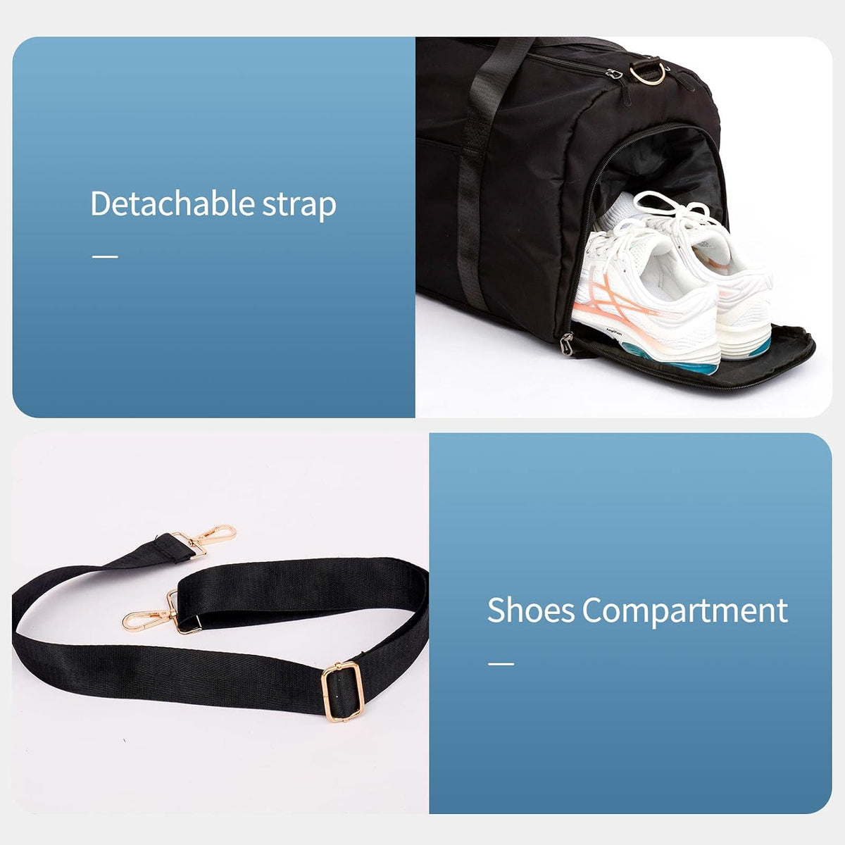 Sports Duffel Bags with Cosmetic Gym Bag for Women Men Travelling Waterproof Bag with Wet Pocket and Shoe Compartment