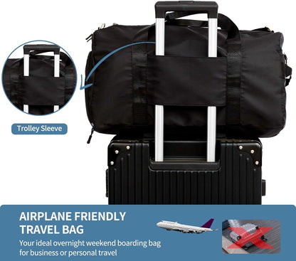 Sports Duffel Bags with Cosmetic Gym Bag for Women Men Travelling Waterproof Bag with Wet Pocket and Shoe Compartment