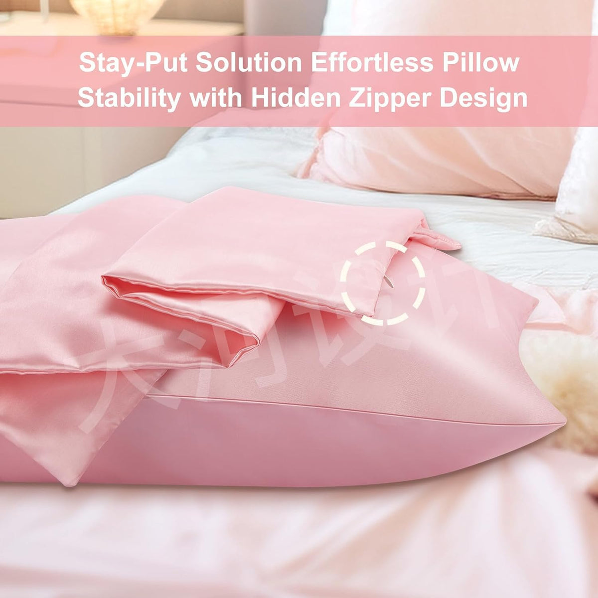 Satin Pillowcase for Hair and Skin, Pillow Cases Softer Than Silk Pillowcase for Hair & Skin,Cooling,Beauty Sleep,Silk Satin Pillow Cases with Hidden Zipper Queen (Coral Pink,2 Pack)