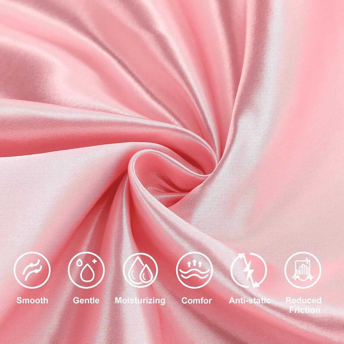 Satin Pillowcase for Hair and Skin, Pillow Cases Softer Than Silk Pillowcase for Hair & Skin,Cooling,Beauty Sleep,Silk Satin Pillow Cases with Hidden Zipper Queen (Coral Pink,2 Pack)