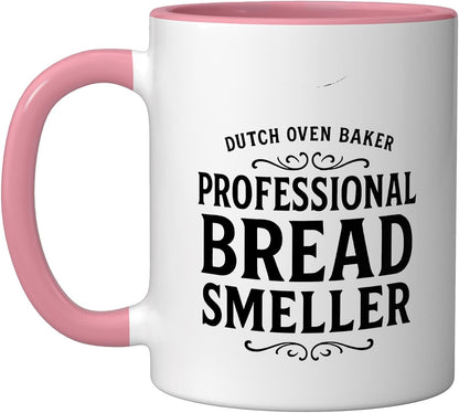 Professional Bread Smeller Dutch Oven Baker Sniffer Lover Ceramic Mug, Pink/White