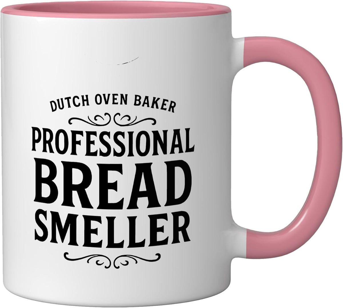 Professional Bread Smeller Dutch Oven Baker Sniffer Lover Ceramic Mug, Pink/White