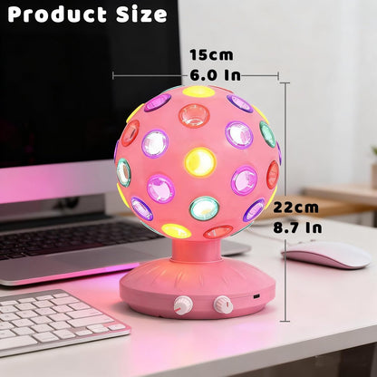Spinning Disco Ball LED Night Light Projector 360° Rotary Speed/Brightness Adjustable Lamp for Parties, Lighting, Halloween, Christmas, Birthday, Holiday, Club, Bar (USB/Battery Operation) (Pink)