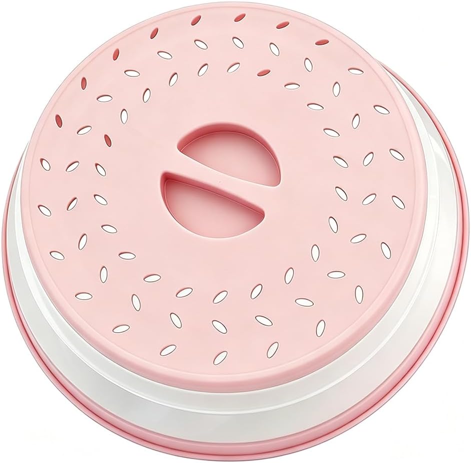 Collapsible Microwave Splatter Cover(12.4 IN,Light pink)