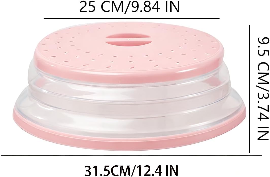 Collapsible Microwave Splatter Cover(12.4 IN,Light pink)
