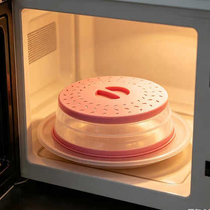 Collapsible Microwave Splatter Cover(12.4 IN,Light pink)