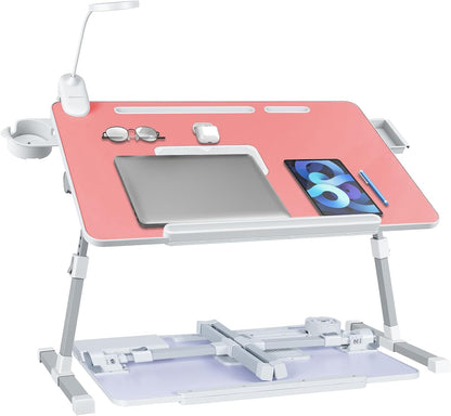 Adjustable Laptop Lap Desk with Cooling Fan USB Light for Adults