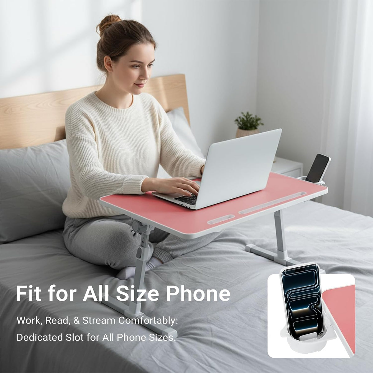 Adjustable Laptop Lap Desk with Cooling Fan USB Light for Adults