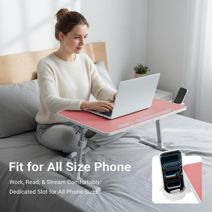 Adjustable Laptop Lap Desk with Cooling Fan USB Light for Adults