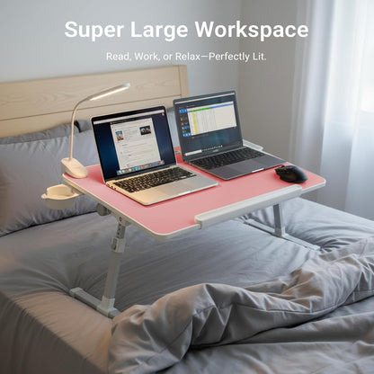 Adjustable Laptop Lap Desk with Cooling Fan USB Light for Adults