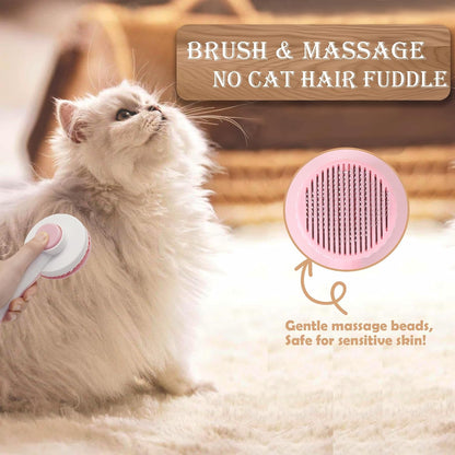 Self Cleaning Cat Brush for Shedding, LED Light Nail Clipper and Nail File