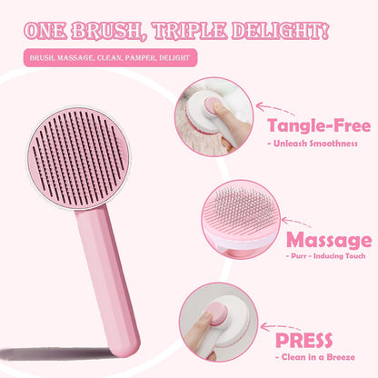 Self Cleaning Cat Brush for Shedding, LED Light Nail Clipper and Nail File