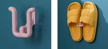 Slippers Hook Bathroom Shower flip Flops Adhesive Storage Organizer Rack Saving Space Babouche Sticky Holder (Pink)