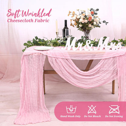 Cheesecloth Table Runner Light Pink, 10 Pack 17.7x108 inch, Long