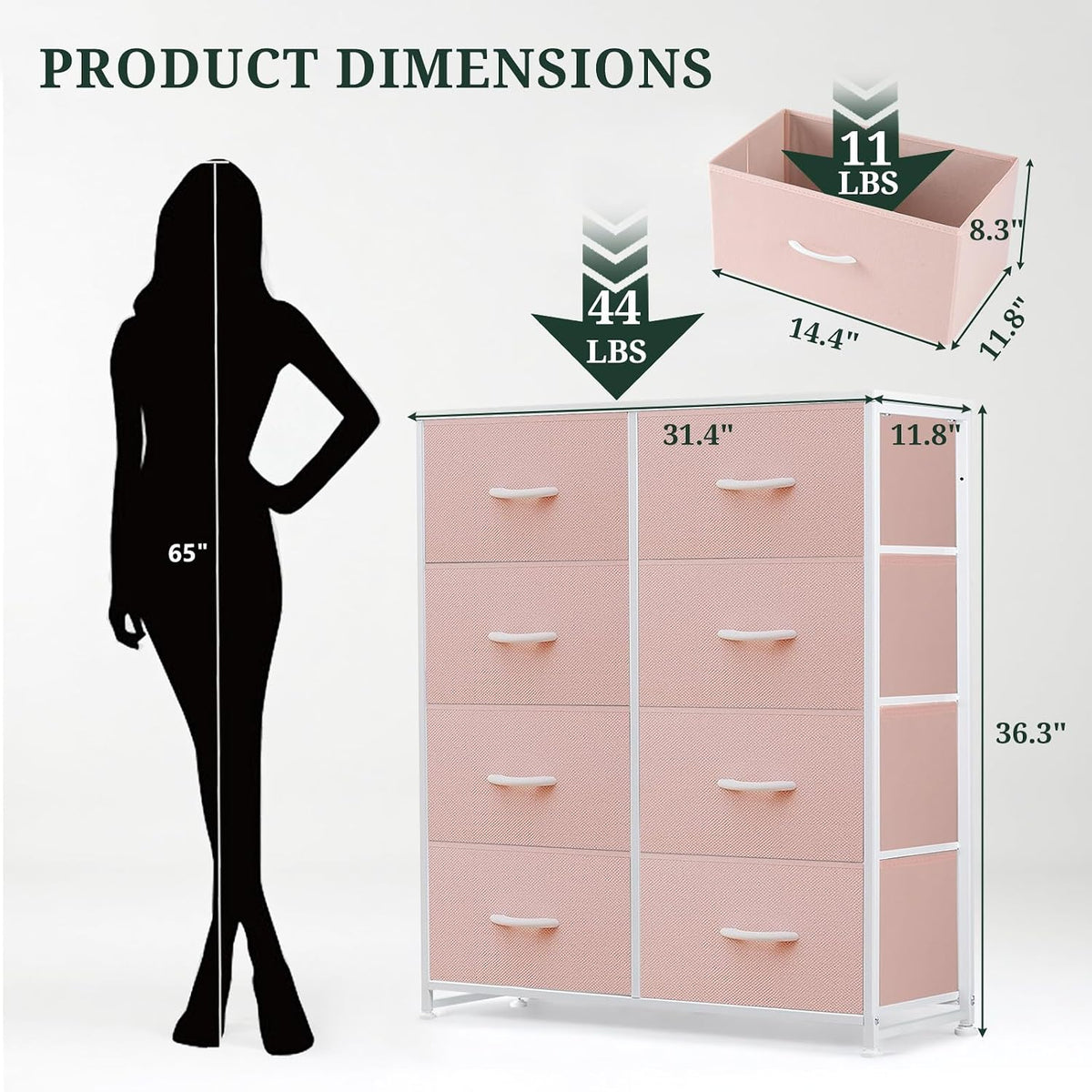 8-Drawer Dresser for Bedroom, Anti-Tip Tall Storage Organizer