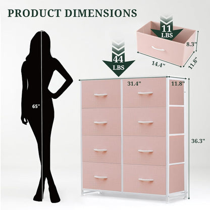 8-Drawer Dresser for Bedroom, Anti-Tip Tall Storage Organizer