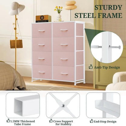8-Drawer Dresser for Bedroom, Anti-Tip Tall Storage Organizer