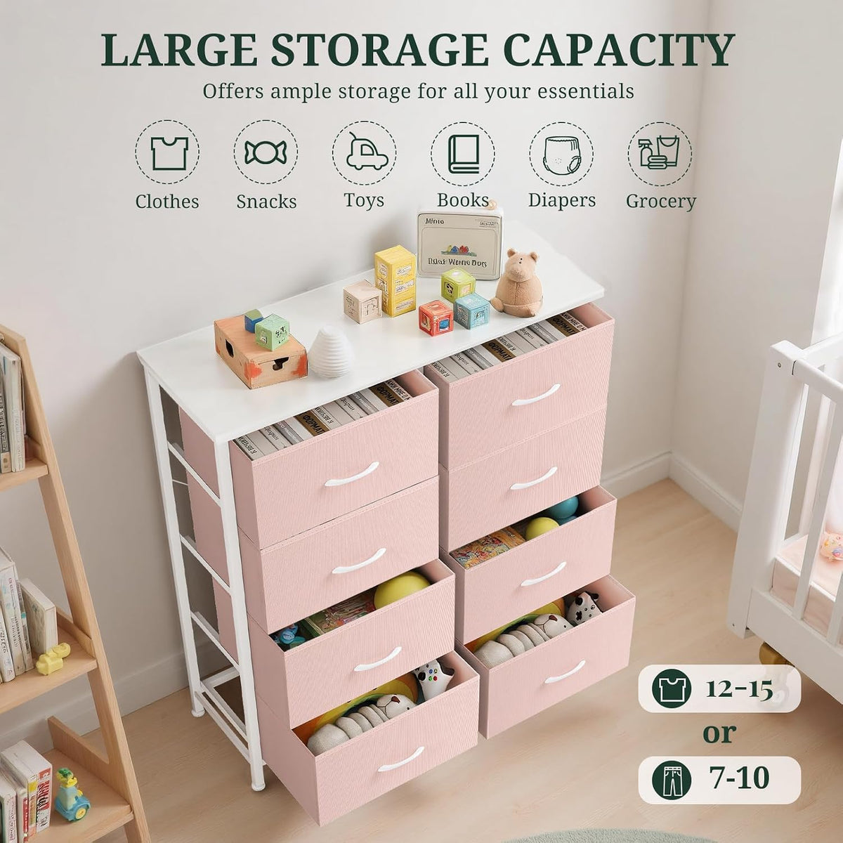 8-Drawer Dresser for Bedroom, Anti-Tip Tall Storage Organizer