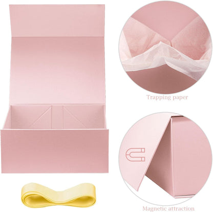 Pink Gift Box,9" X 7" X 4" with Ribbon for Presents Magnetic Closure Gift Packaging for Birthday,Valentine's Day,Mother's Day