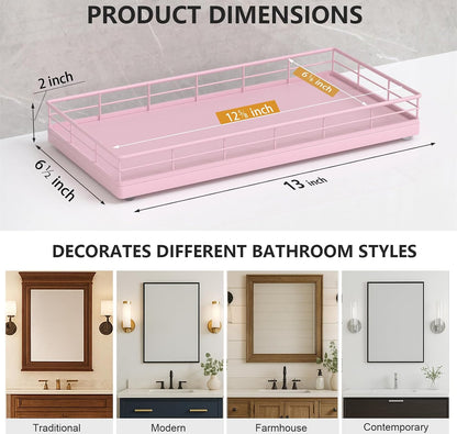 Toilet Paper Basket Organizer, Oak Wood Toilet Tank Tray with Metal Frame