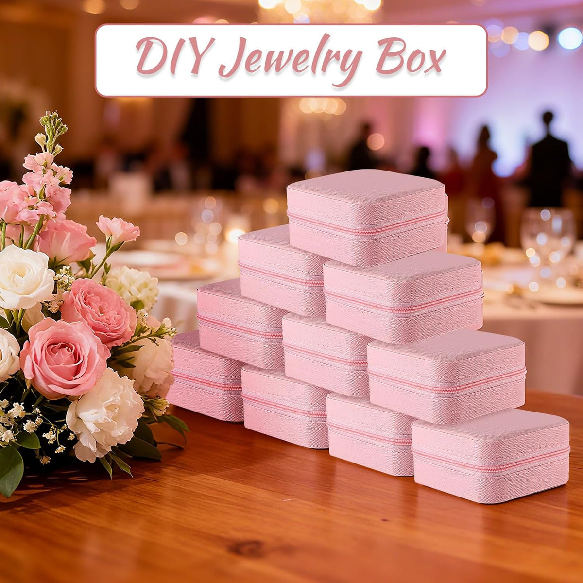 12 Pcs Mini Pink Travel Jewelry Case Bridesmaid Proposal Gift Boxes