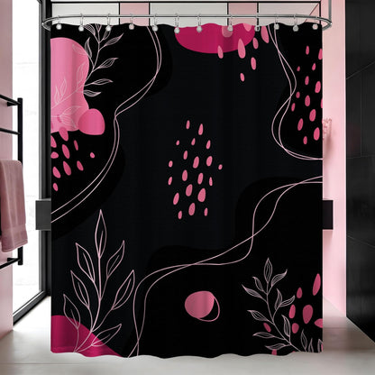 Dark Pink and Grey Shower CurtainMid Century Modern, 70x72 Inchs