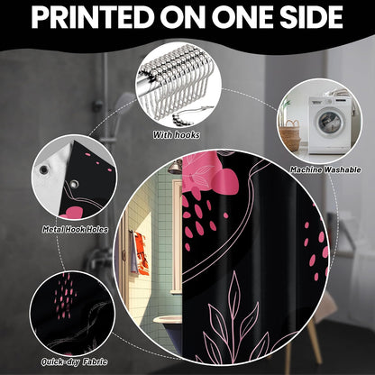 Dark Pink and Grey Shower CurtainMid Century Modern, 70x72 Inchs