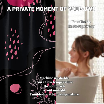 Dark Pink and Grey Shower CurtainMid Century Modern, 70x72 Inchs