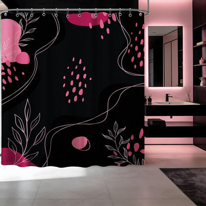 Dark Pink and Grey Shower CurtainMid Century Modern, 70x72 Inchs