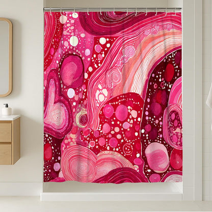 Swirls Shower Curtain, Abstract Modern Circles Hearts None Peach Waterproof Fabric Bathtub Cloth Curtains Decor for Toile Bathroom Dorm 54x78 Inch