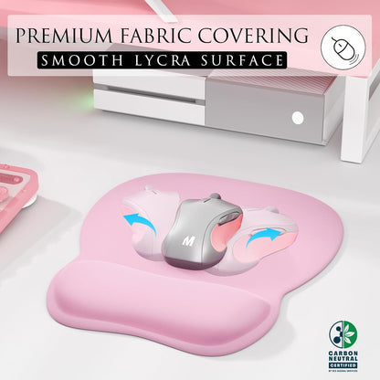 Ergonomic Mouse Pad with Gel Wrist Rest, 9.4 x 8.1 in, Pale Pink
