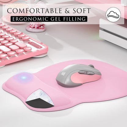 Ergonomic Mouse Pad with Gel Wrist Rest, 9.4 x 8.1 in, Pale Pink